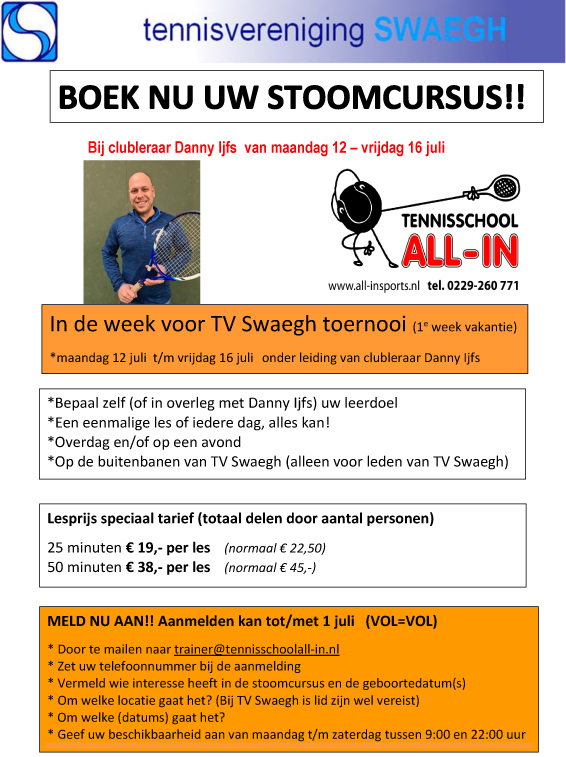 Stoomcursus van 12 t/m 16 juli