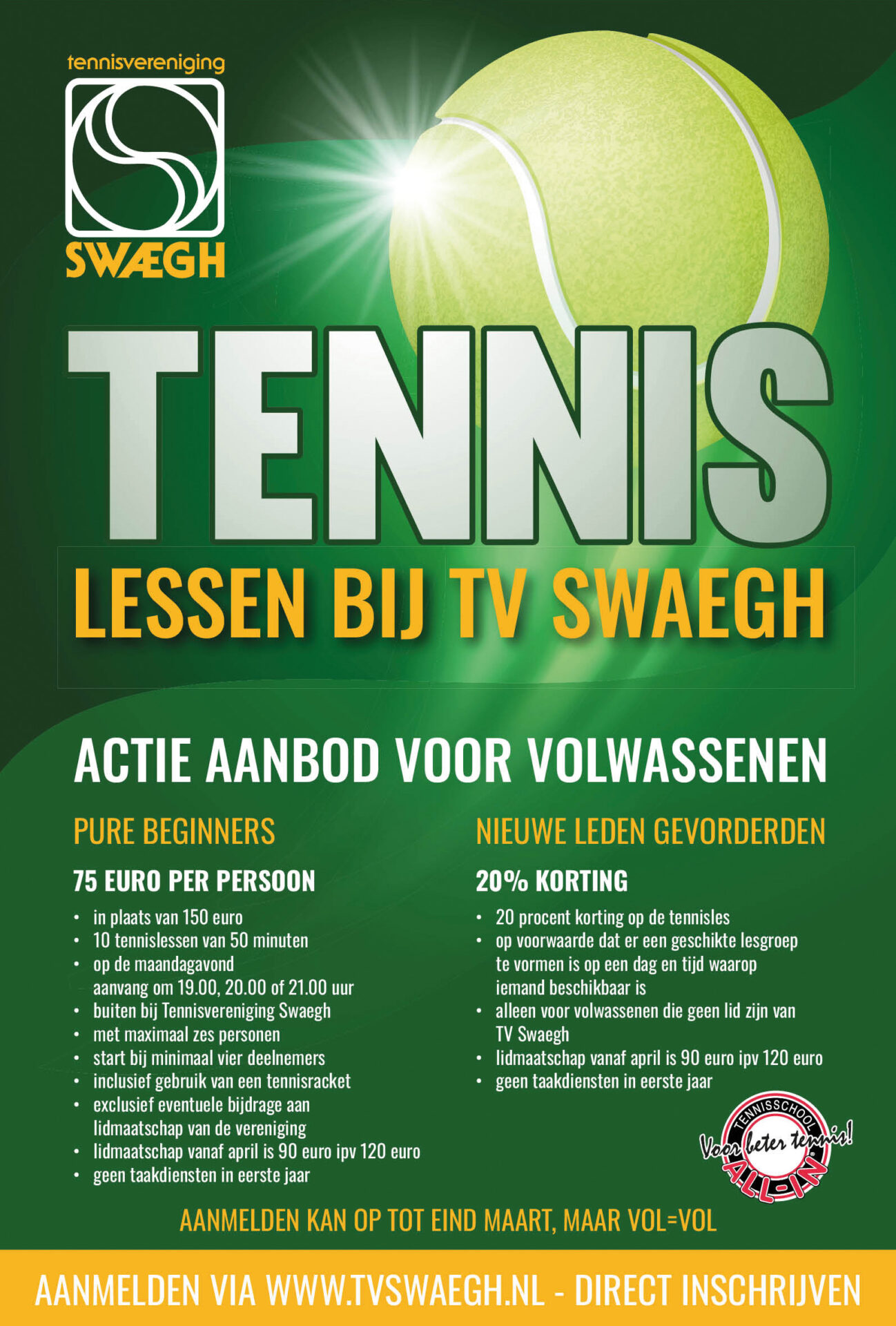 Actie aanbod tennislessen